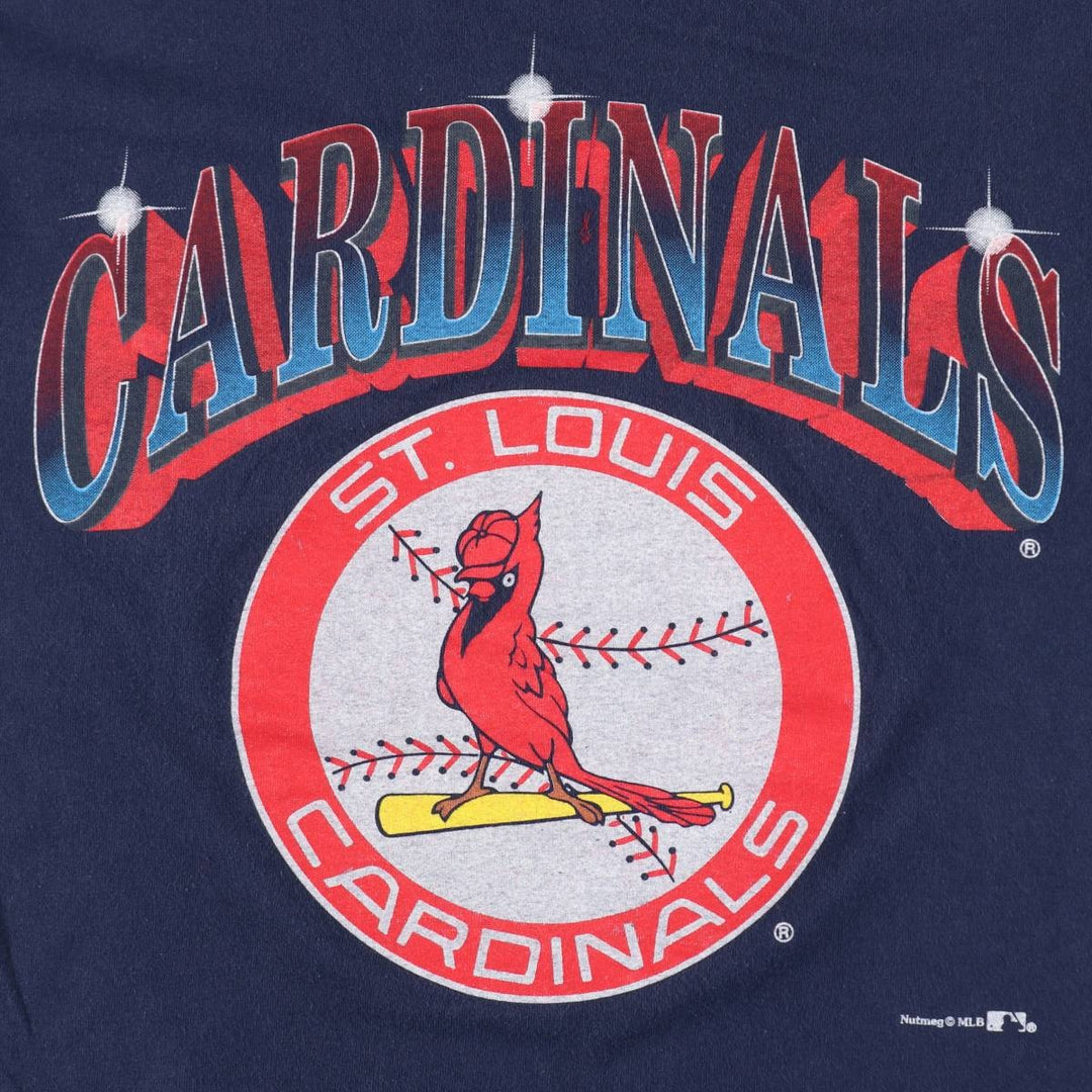 90'S NUTMEG MLB St. Louis Cardinals Logo Print T-Shirt, Made in USA, Men's Size M (approx.), Vintage cotton navy blue type Vintage Second Hand