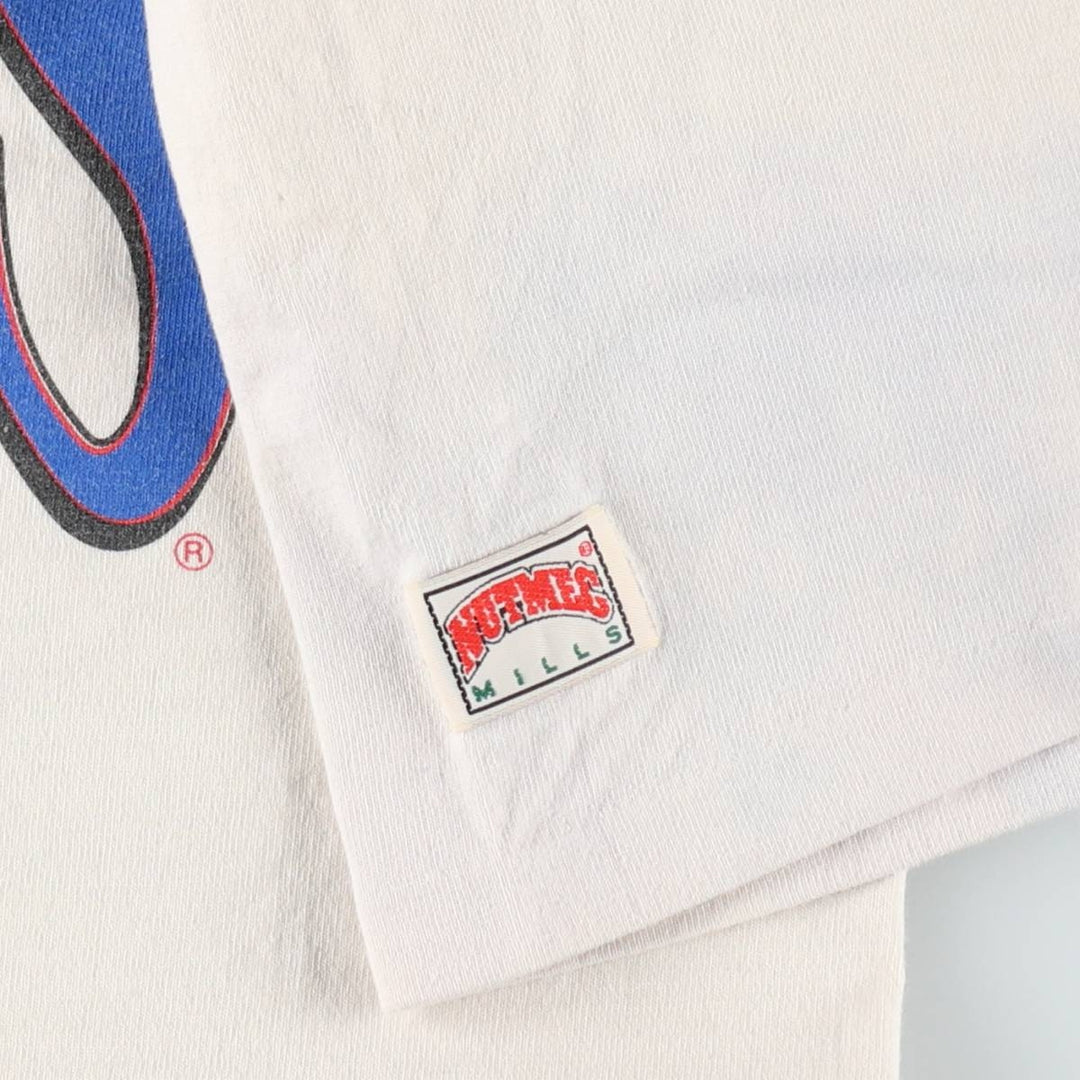 90'S NUTMEG MLB CHICAGO CUBS Sports Print T-Shirt, Made in USA, Men's XL equivalent, Vintage unclear gray type Vintage Second Hand