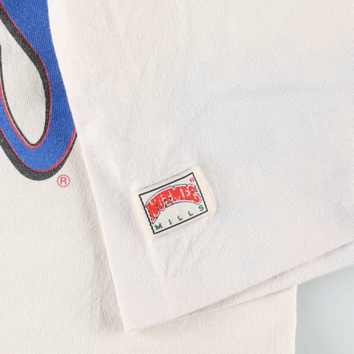 90'S NUTMEG MLB CHICAGO CUBS Sports Print T-Shirt, Made in USA, Men's XL equivalent, Vintage unclear gray type Vintage Second Hand
