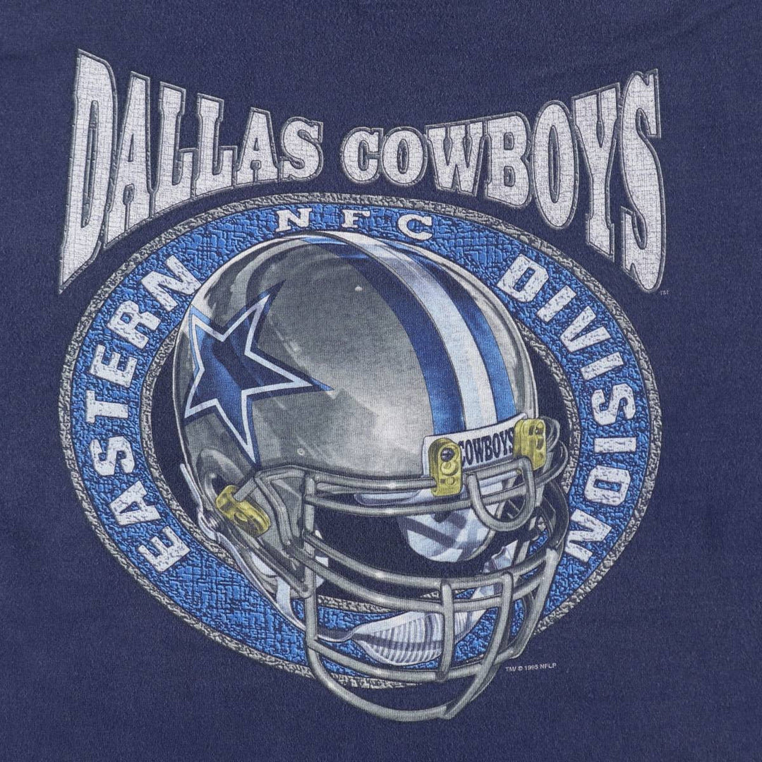 90'S PRO LAYER NFL DALLAS COWBOYS (Dallas Cowboys) Sports Print T-Shirt, Made in USA, Men's XXL equivalent, Vintage cotton navy blue type Vintage Second Hand