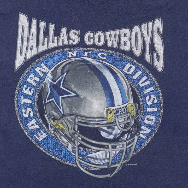 90'S PRO LAYER NFL DALLAS COWBOYS (Dallas Cowboys) Sports Print T-Shirt, Made in USA, Men's XXL equivalent, Vintage cotton navy blue type Vintage Second Hand