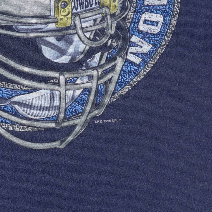 90'S PRO LAYER NFL DALLAS COWBOYS (Dallas Cowboys) Sports Print T-Shirt, Made in USA, Men's XXL equivalent, Vintage cotton navy blue type Vintage Second Hand