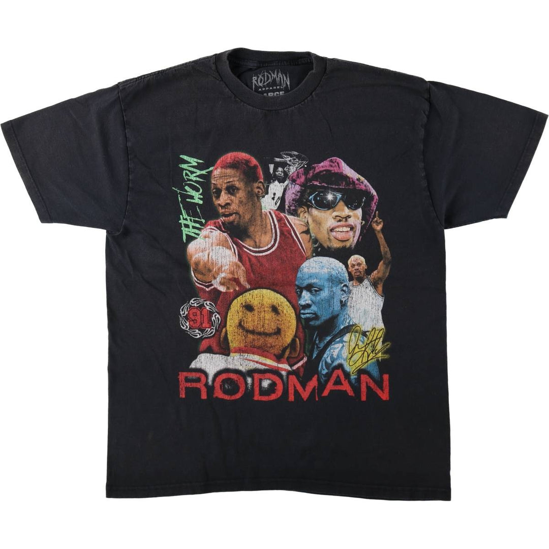 RODMAN APPAREL DENNIS RODMAN Dennis Rodman Sports Print T-Shirt Men's Size L (approx.) cotton black type Vintage Second Hand