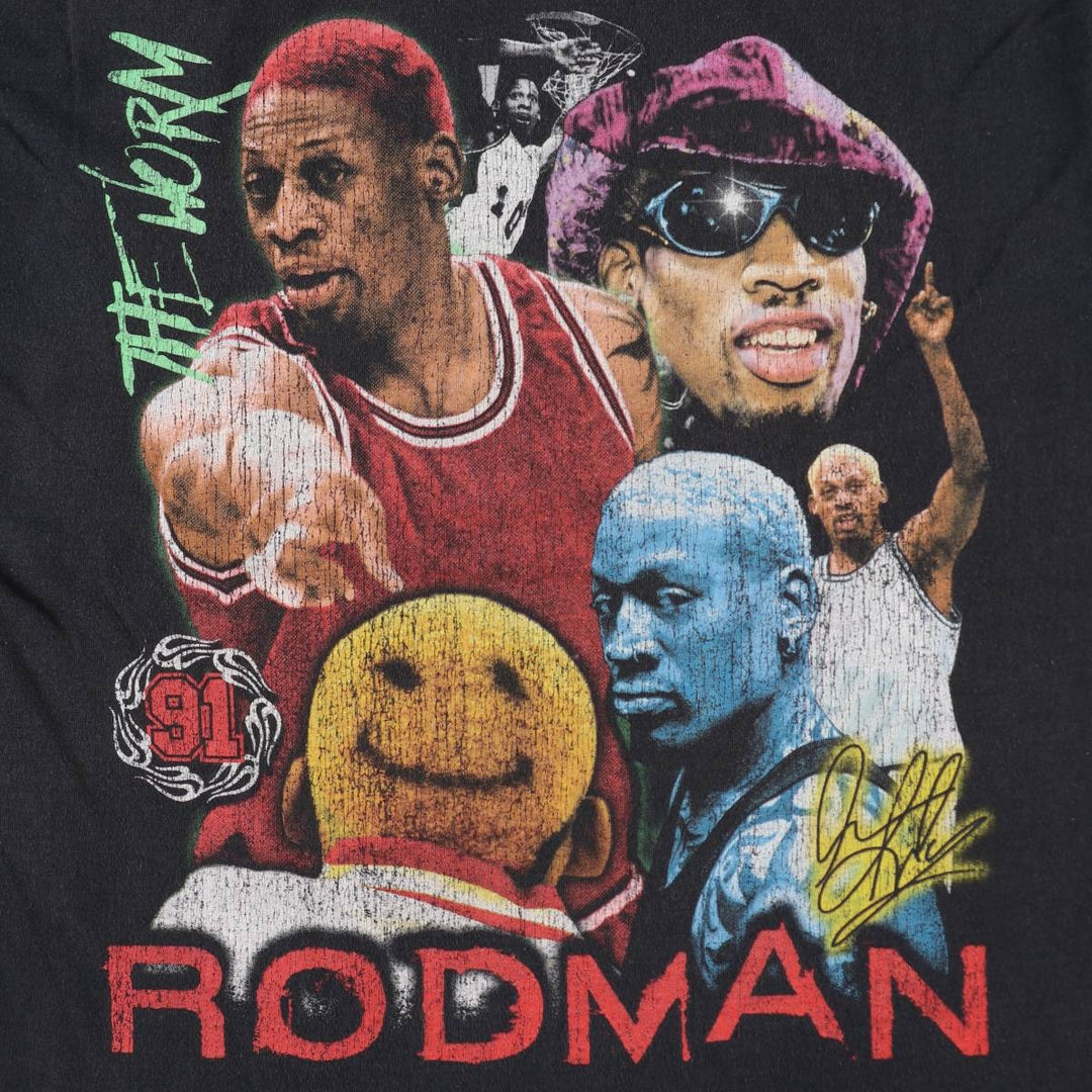 RODMAN APPAREL DENNIS RODMAN Dennis Rodman Sports Print T-Shirt Men's Size L (approx.) cotton black type Vintage Second Hand