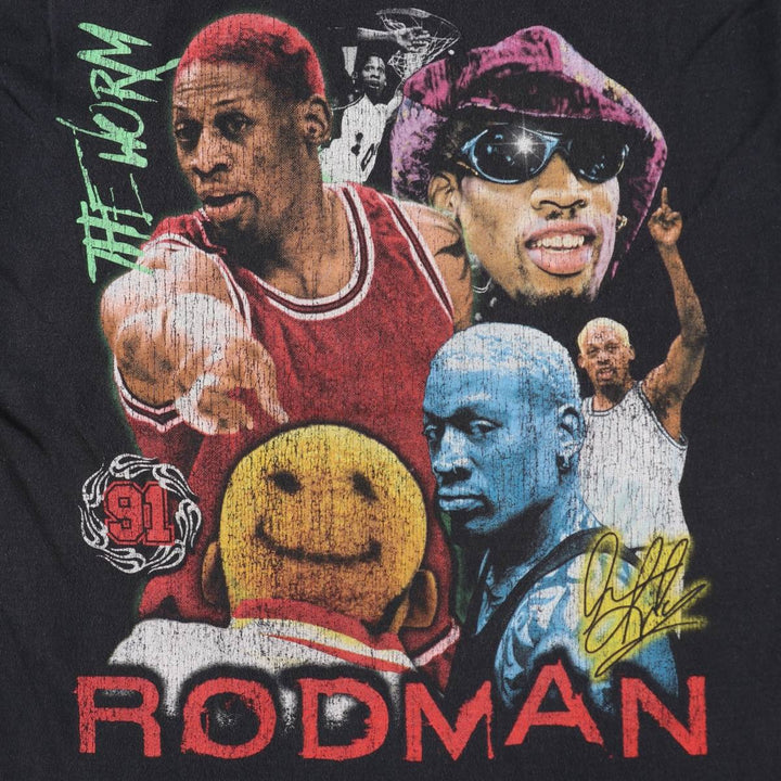 RODMAN APPAREL DENNIS RODMAN Dennis Rodman Sports Print T-Shirt Men's Size L (approx.) cotton black type Vintage Second Hand