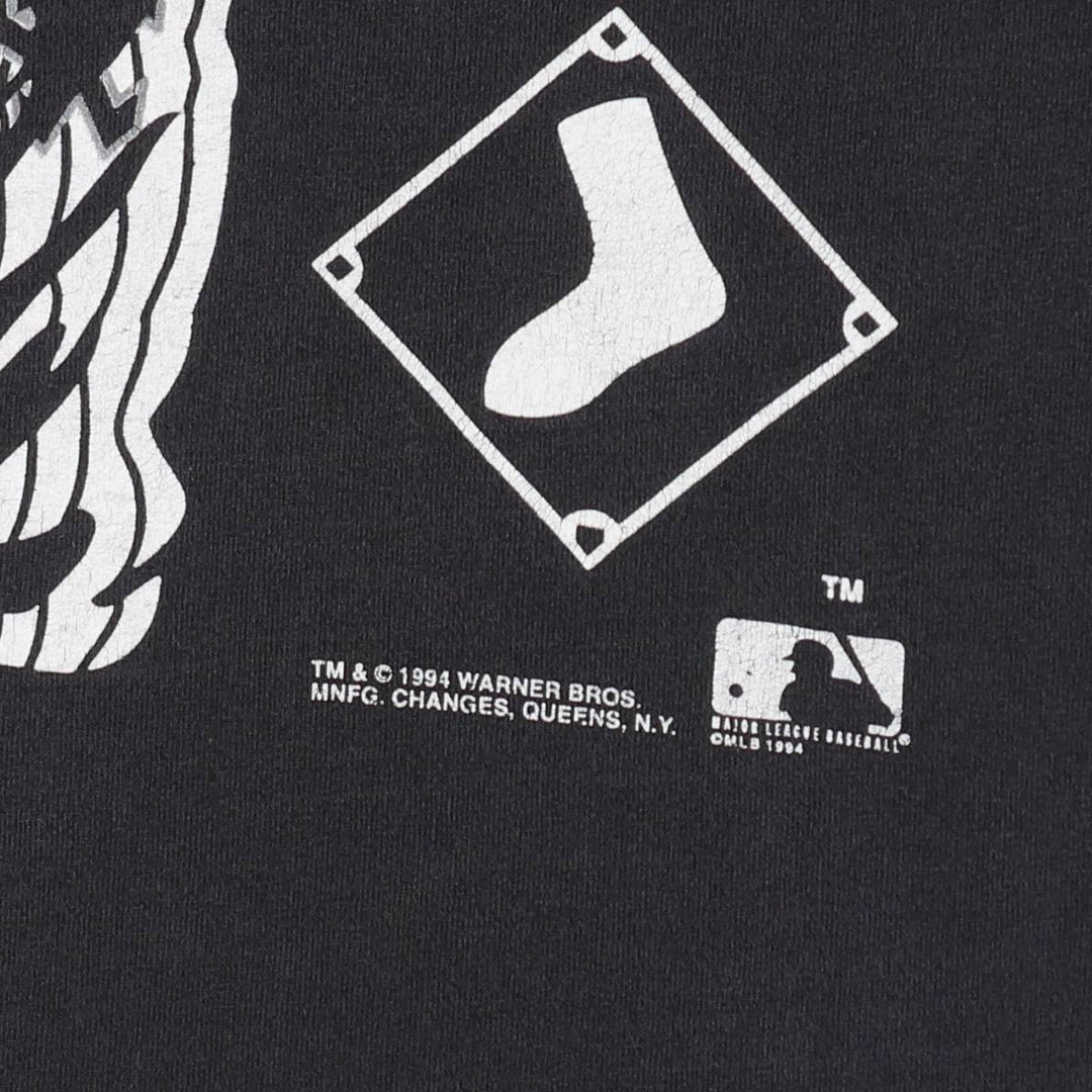 90'S Anvil Chicago White Sox Looney Tunes Bugs Bunny Character Print T-Shirt (Men's XL equivalent) cotton black type Vintage Second Hand