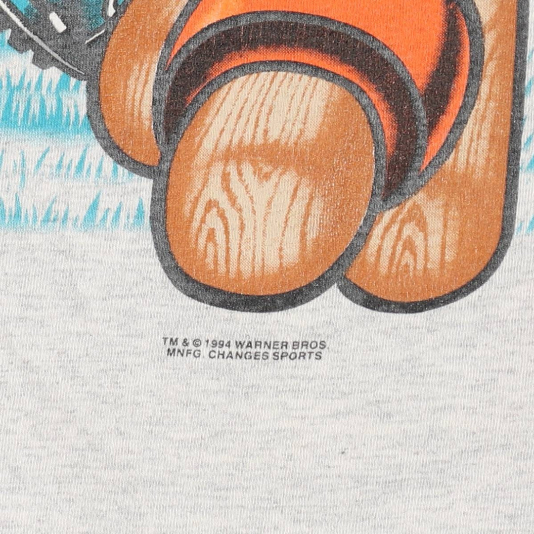 90'S Anvil Florida Marlins Looney Tunes Tasmanian Devil Character Print T-Shirt (Men's XL equivalent) cotton gray type Vintage Second Hand