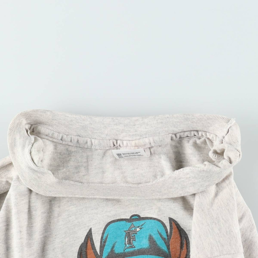 90'S Anvil Florida Marlins Looney Tunes Tasmanian Devil Character Print T-Shirt (Men's XL equivalent) cotton gray type Vintage Second Hand