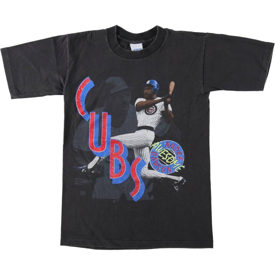 90'S SALEM SPORTSWEAR MLB CHICAGO CUBS Sports Print T-Shirt, Men's Size S (Equivalent), Vintage cotton black type Vintage Second Hand