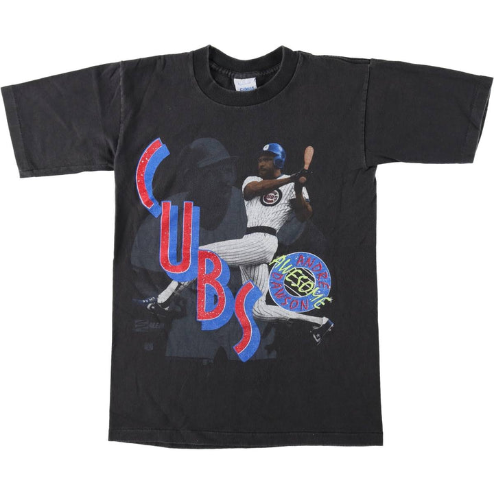 90'S SALEM SPORTSWEAR MLB CHICAGO CUBS Sports Print T-Shirt, Men's Size S (Equivalent), Vintage cotton black type Vintage Second Hand