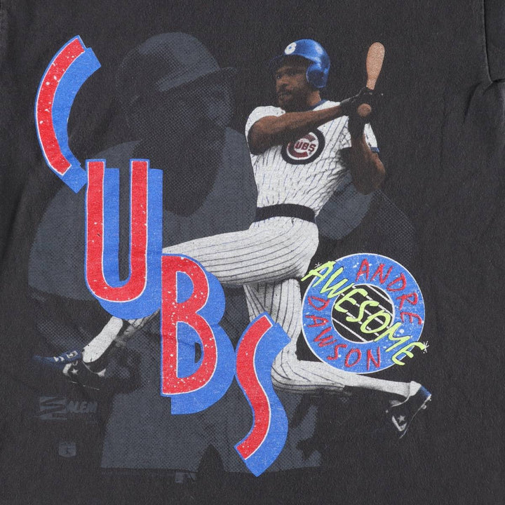 90'S SALEM SPORTSWEAR MLB CHICAGO CUBS Sports Print T-Shirt, Men's Size S (Equivalent), Vintage cotton black type Vintage Second Hand