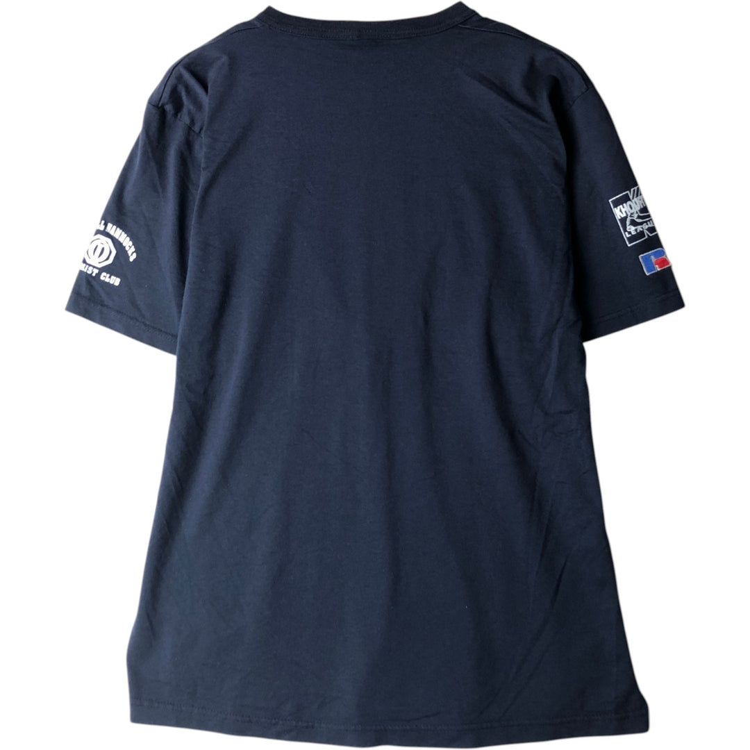 90'S Russell Seattle Mariners MLB Henley Neck Sports Print T-Shirt, Made in USA, Men's Size L (approx.) cotton navy blue type Vintage Second Hand