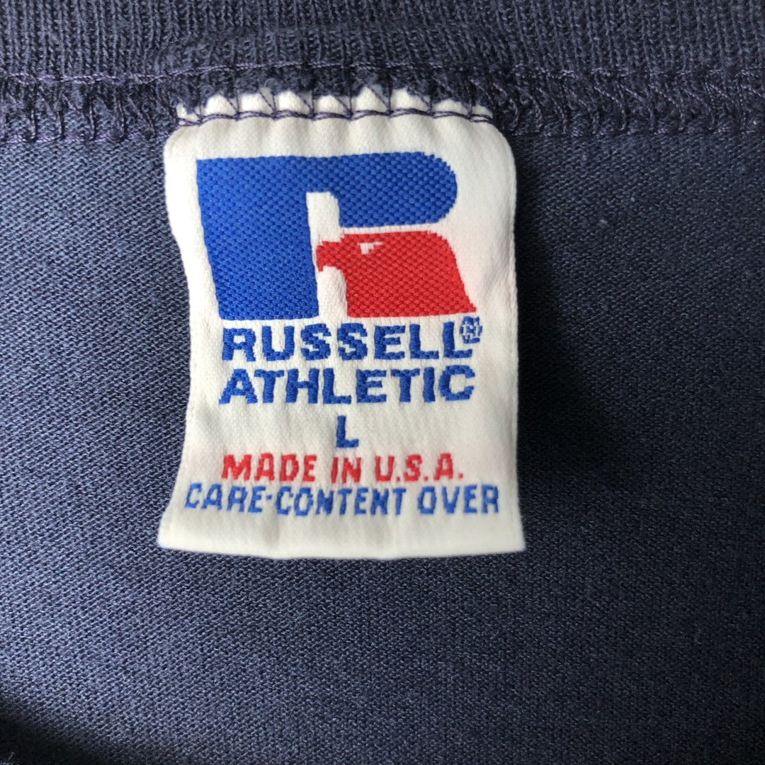 90'S Russell Seattle Mariners MLB Henley Neck Sports Print T-Shirt, Made in USA, Men's Size L (approx.) cotton navy blue type Vintage Second Hand