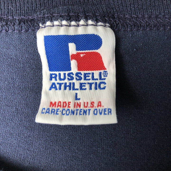 90'S Russell Seattle Mariners MLB Henley Neck Sports Print T-Shirt, Made in USA, Men's Size L (approx.) cotton navy blue type Vintage Second Hand