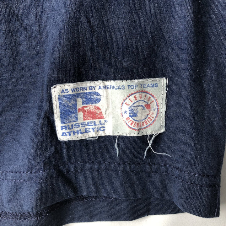 90'S Russell Seattle Mariners MLB Henley Neck Sports Print T-Shirt, Made in USA, Men's Size L (approx.) cotton navy blue type Vintage Second Hand