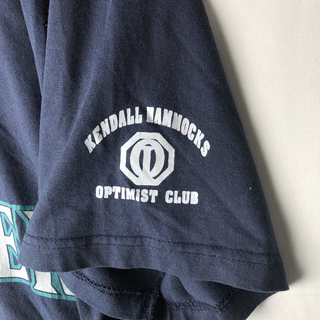 90'S Russell Seattle Mariners MLB Henley Neck Sports Print T-Shirt, Made in USA, Men's Size L (approx.) cotton navy blue type Vintage Second Hand