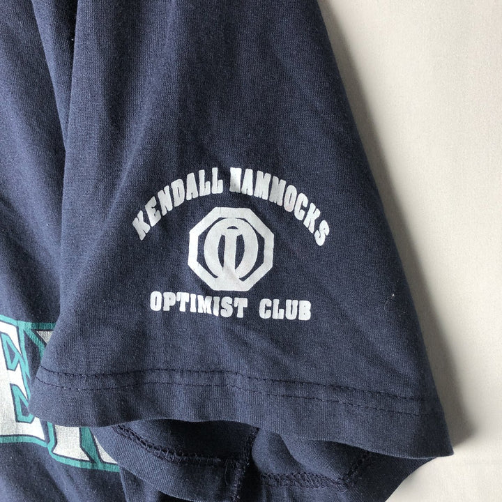 90'S Russell Seattle Mariners MLB Henley Neck Sports Print T-Shirt, Made in USA, Men's Size L (approx.) cotton navy blue type Vintage Second Hand