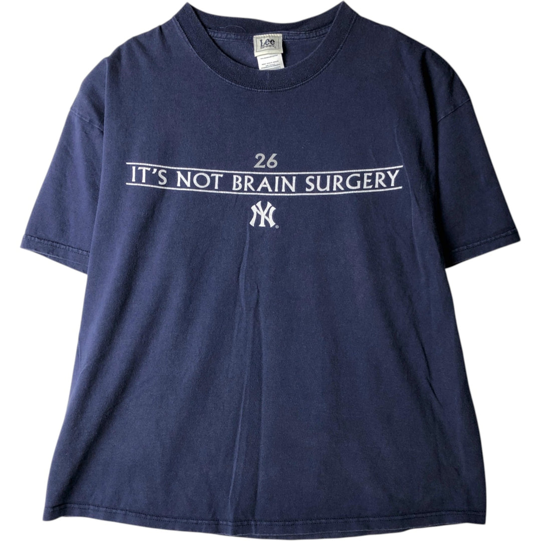 Lee SPORT MLB NEW YORK YANKEES Sports Print T-Shirt, Men's Size XL (approx.) cotton navy blue type Vintage Second Hand