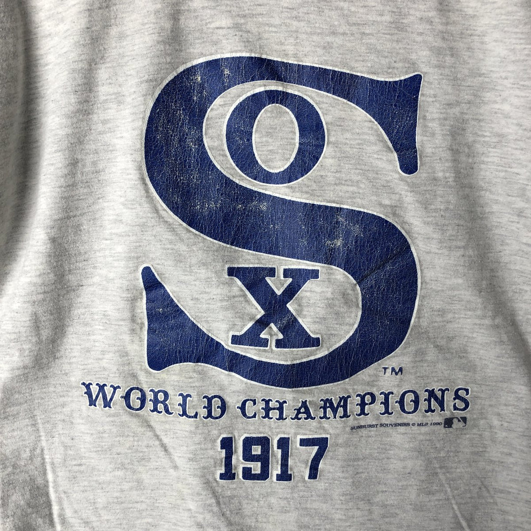 90'S SUNBURST SPORTSWEAR MLB CHICAGO WHITE SOX Sports Print T-Shirt, Made in USA, Men's Size L (approx.) cotton gray type Vintage Second Hand