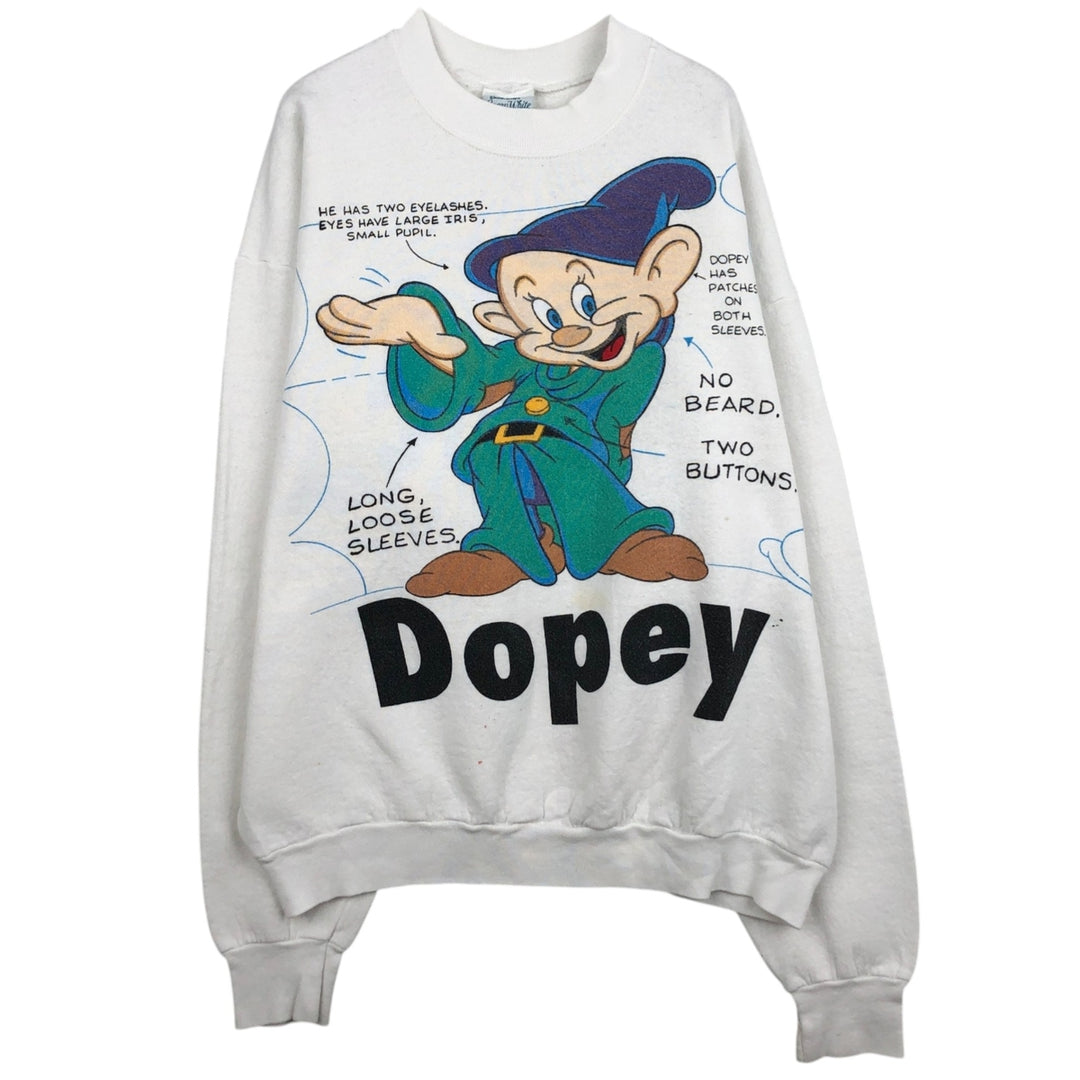WALT Disney's Snow White and the Seven Dwarfs Dopey Character Sweatshirt (Men's XL equivalent) unclear white type Vintage Second Hand