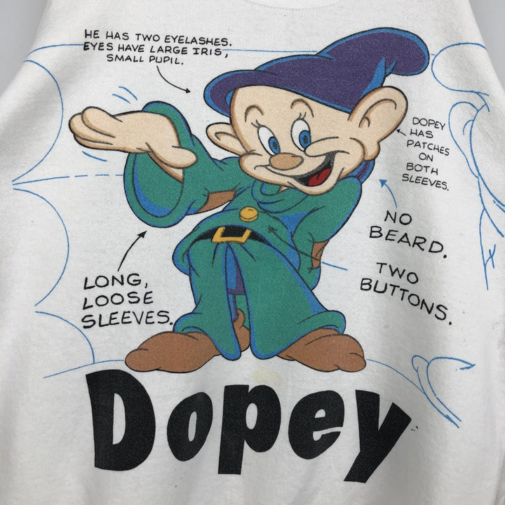 WALT Disney's Snow White and the Seven Dwarfs Dopey Character Sweatshirt (Men's XL equivalent) unclear white type Vintage Second Hand