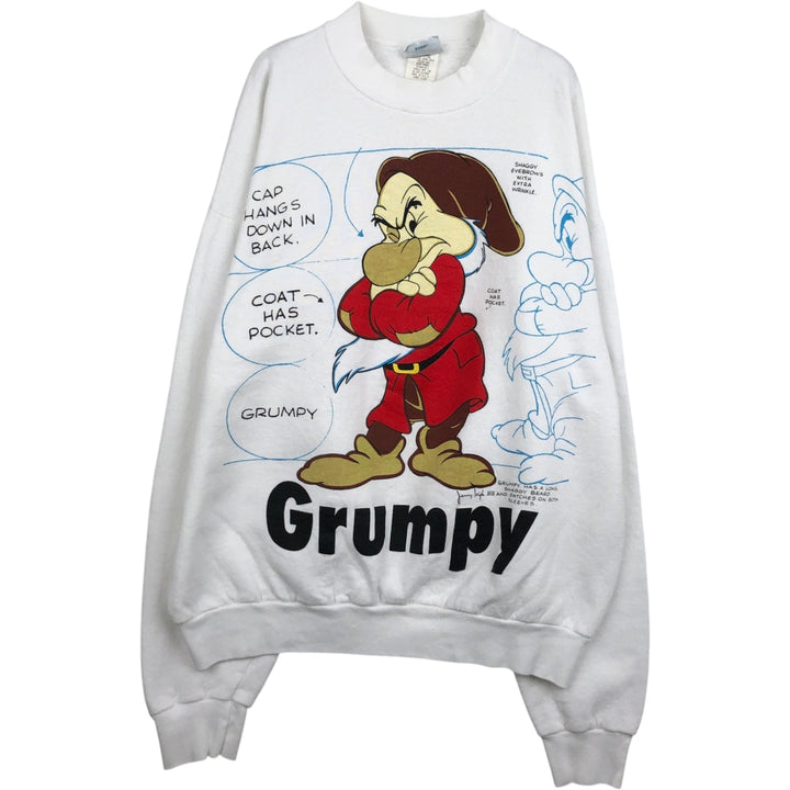 Walt Disney's Snow White and the Seven Dwarfs (Grumpy) Character Sweatshirt, Made in USA, Men's XL (Equivalent), Vintage. polyester white type Vintage Second Hand