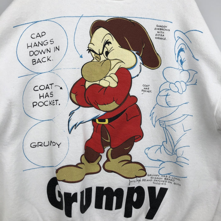 Walt Disney's Snow White and the Seven Dwarfs (Grumpy) Character Sweatshirt, Made in USA, Men's XL (Equivalent), Vintage. polyester white type Vintage Second Hand