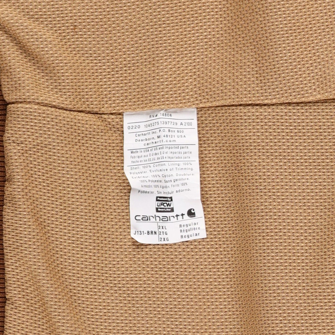 Carhartt Active Jacket Duck Full Zip Parka Made in USA Men's XXL cotton beige type brown Vintage Second Hand