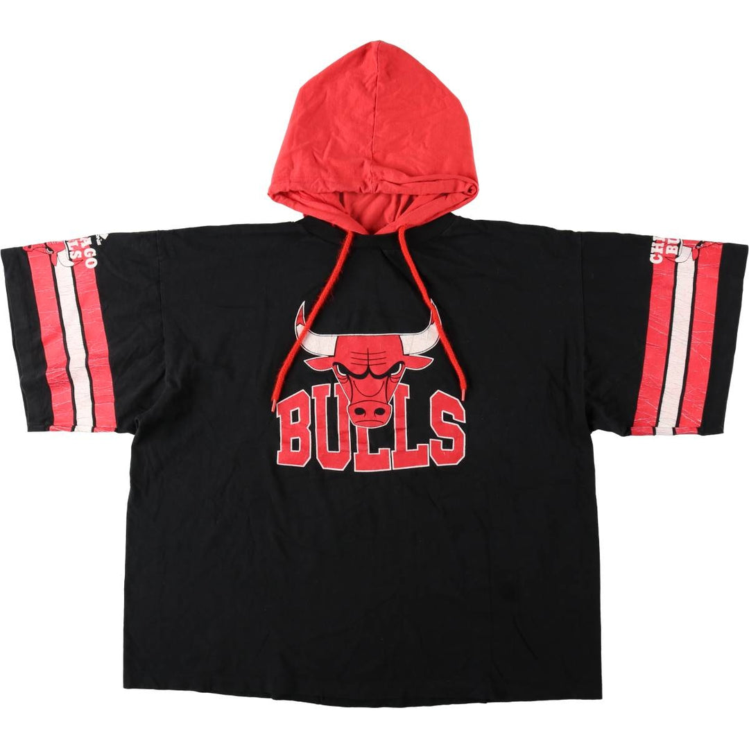 90'S APEX ONE NBA CHICAGOBULLS Hooded Logo Print T-Shirt, Made in USA, Men's XL (approx.) Vintage cotton black type Vintage Second Hand