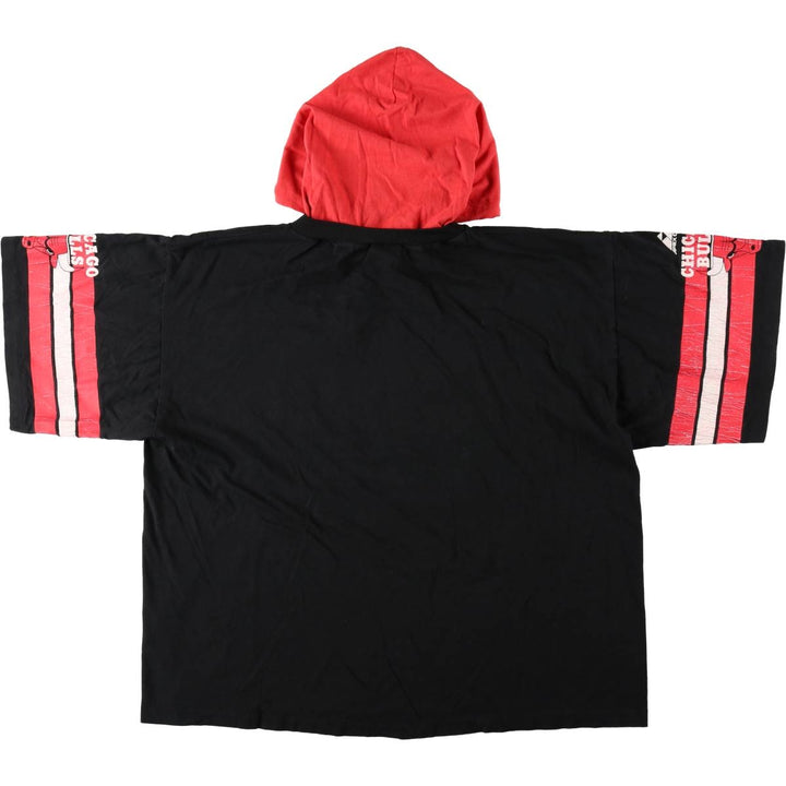 90'S APEX ONE NBA CHICAGOBULLS Hooded Logo Print T-Shirt, Made in USA, Men's XL (approx.) Vintage cotton black type Vintage Second Hand