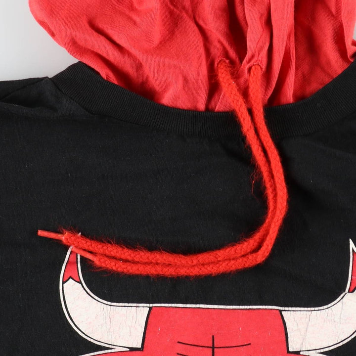 90'S APEX ONE NBA CHICAGOBULLS Hooded Logo Print T-Shirt, Made in USA, Men's XL (approx.) Vintage cotton black type Vintage Second Hand