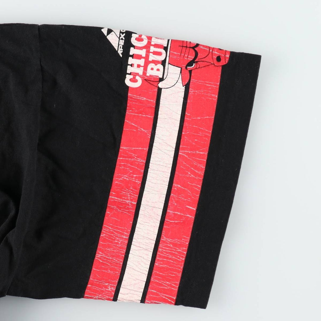 90'S APEX ONE NBA CHICAGOBULLS Hooded Logo Print T-Shirt, Made in USA, Men's XL (approx.) Vintage cotton black type Vintage Second Hand