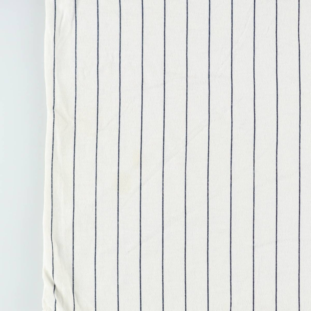 90'S MLB New York Yankees Henley Neck 3/4 Sleeve Logo Print T-Shirt, Made in USA, Women's Size M (Equivalent), Vintage unclear white type Vintage Second Hand