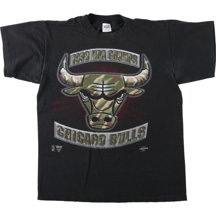 90'S Anvil NFL Chicago Bears Camouflage Pattern Sports Print T-Shirt, Made in USA, Men's Size L (Equivalent), Vintage cotton black type Vintage Second Hand