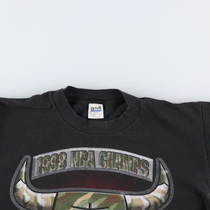 90'S Anvil NFL Chicago Bears Camouflage Pattern Sports Print T-Shirt, Made in USA, Men's Size L (Equivalent), Vintage cotton black type Vintage Second Hand