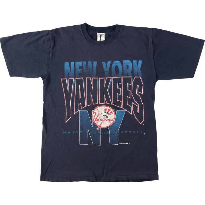 90'S JOSTENS MLB NEW YORK YANKEES Sports Print T-Shirt, Made in USA, Men's Size L (approx.), Vintage cotton black type Vintage Second Hand
