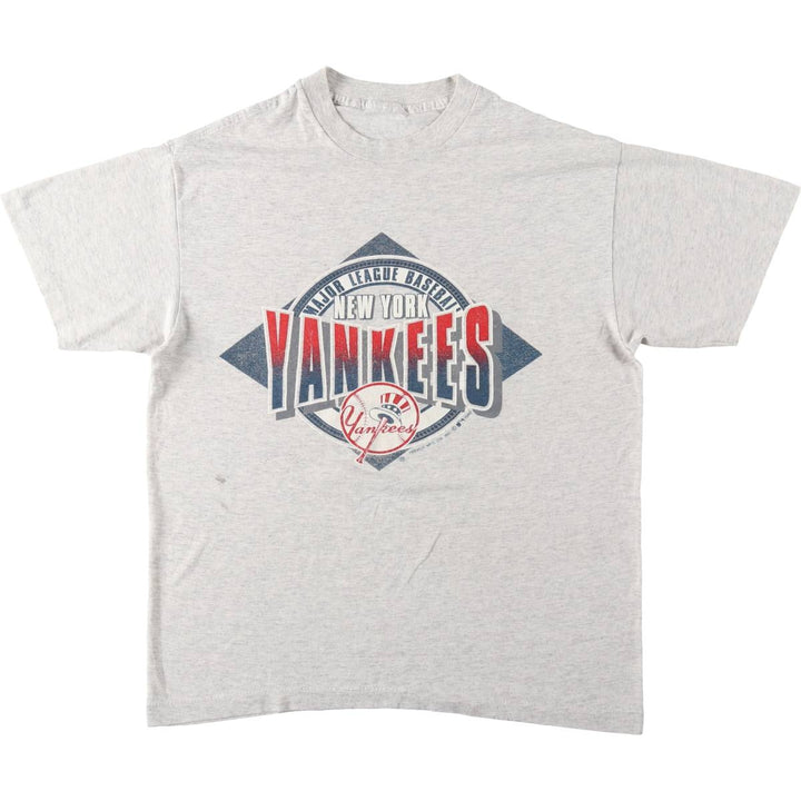 1990'S MLB New York Yankees sports print t-shirt, men's size M equivalent, vintage. unclear gray type Vintage Second Hand
