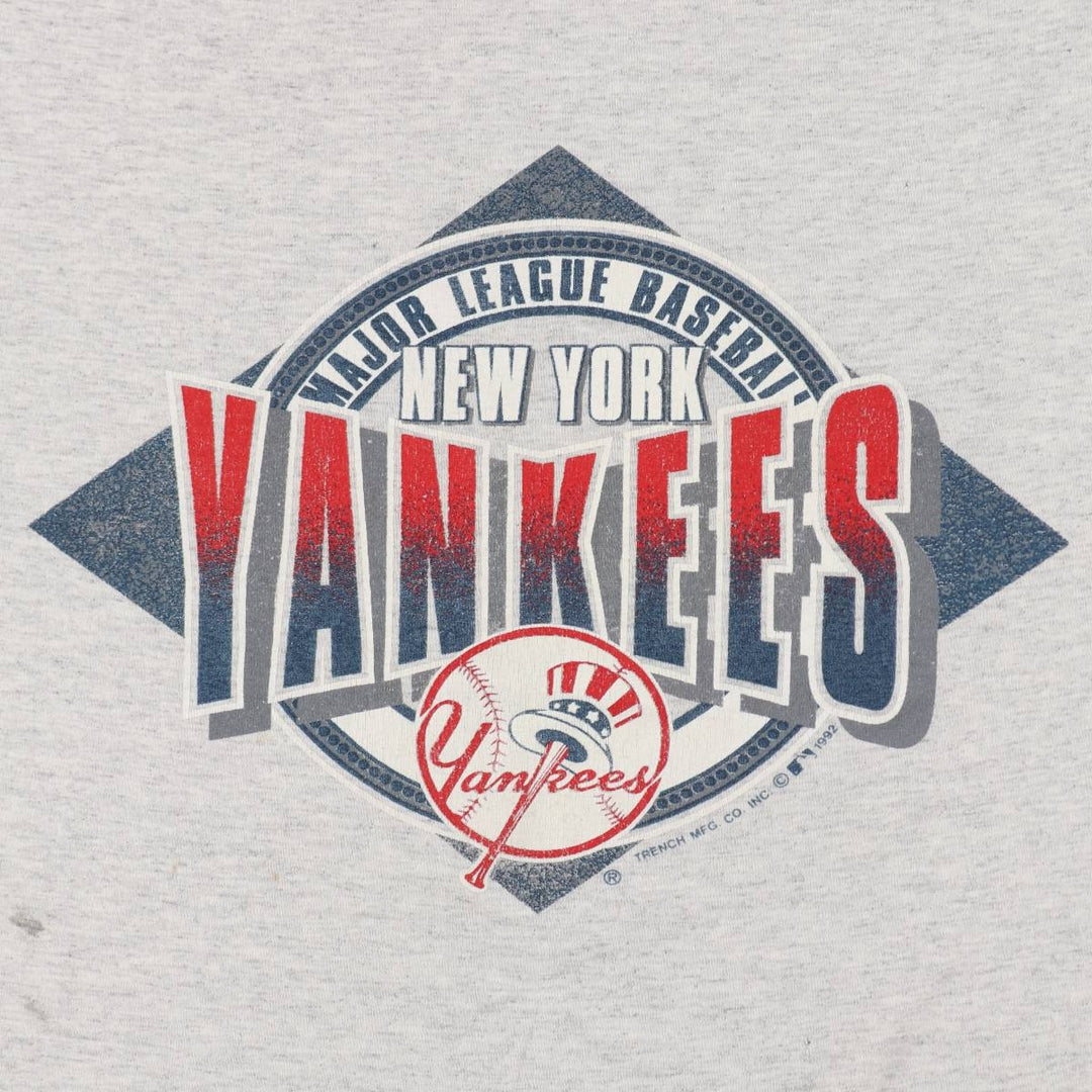 1990'S MLB New York Yankees sports print t-shirt, men's size M equivalent, vintage. unclear gray type Vintage Second Hand
