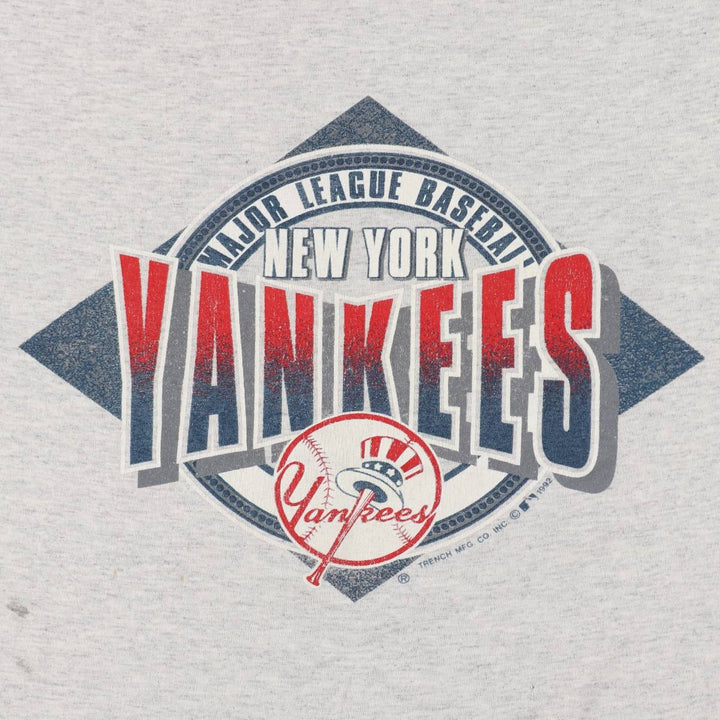 1990'S MLB New York Yankees sports print t-shirt, men's size M equivalent, vintage. unclear gray type Vintage Second Hand