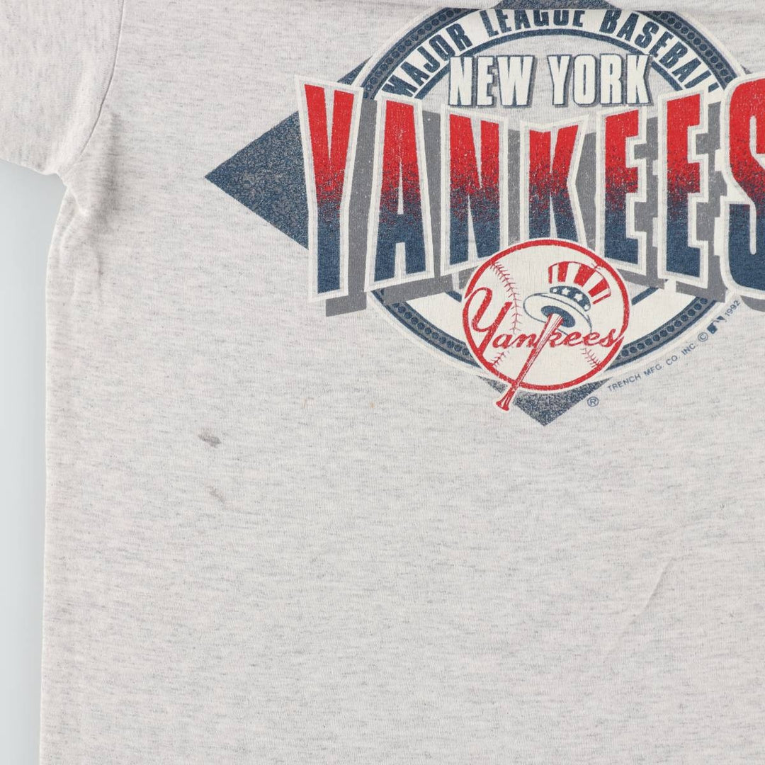 1990'S MLB New York Yankees sports print t-shirt, men's size M equivalent, vintage. unclear gray type Vintage Second Hand