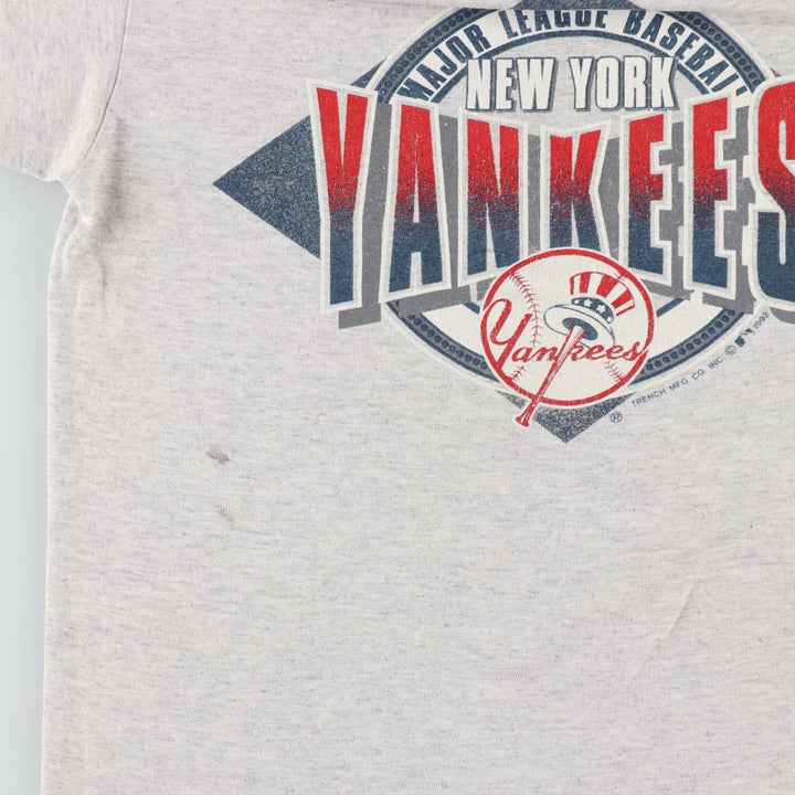 1990'S MLB New York Yankees sports print t-shirt, men's size M equivalent, vintage. unclear gray type Vintage Second Hand