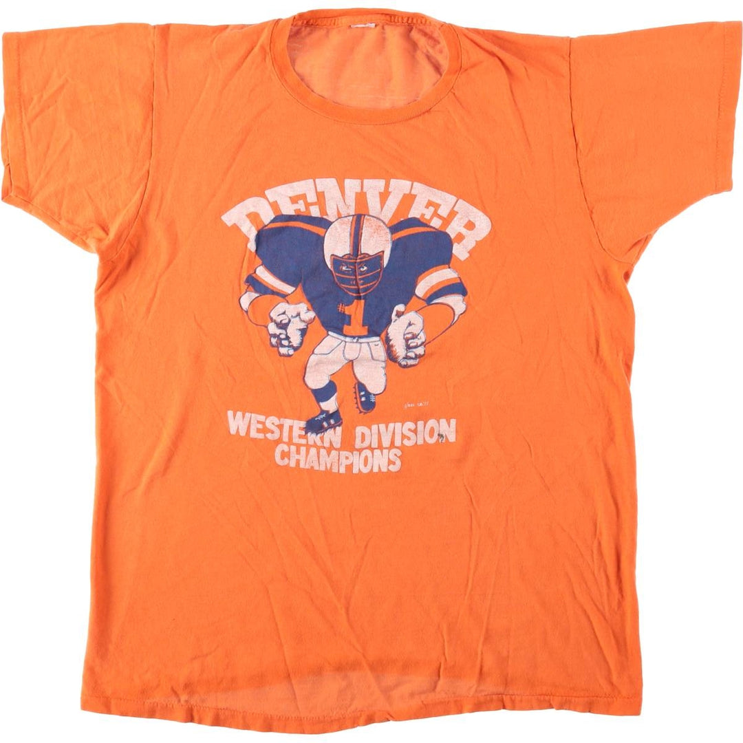 ~90'S NFL DENVER BRONCOS Sports Print T-Shirt, Men's Size S (Equivalent), Vintage unclear orange type Vintage Second Hand