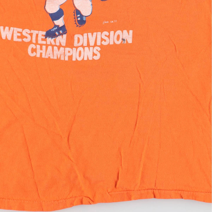 ~90'S NFL DENVER BRONCOS Sports Print T-Shirt, Men's Size S (Equivalent), Vintage unclear orange type Vintage Second Hand