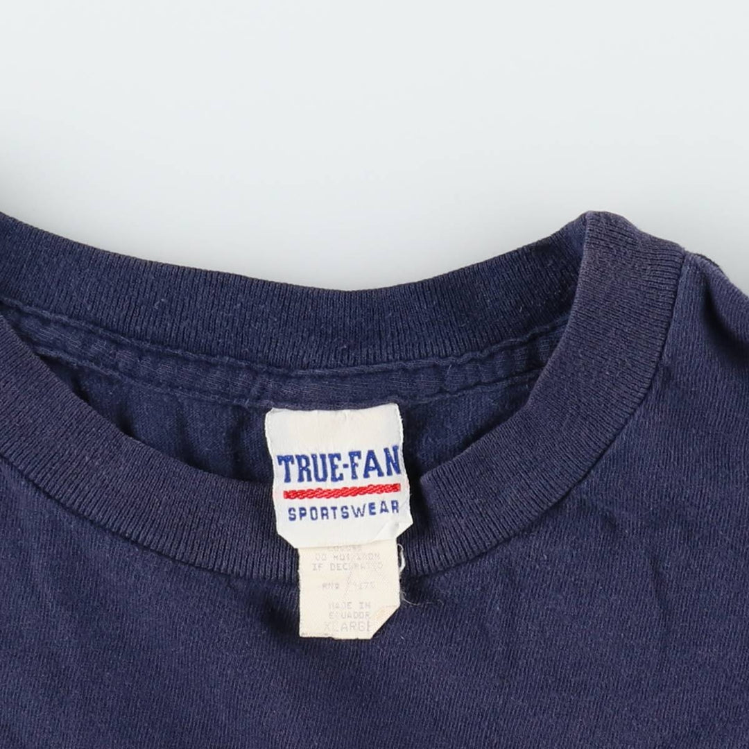 90'S TRUE-FAN MLB NEW YORK YANKEES Logo Print T-Shirt, Men's XL (approx.), Vintage cotton navy blue type Vintage Second Hand