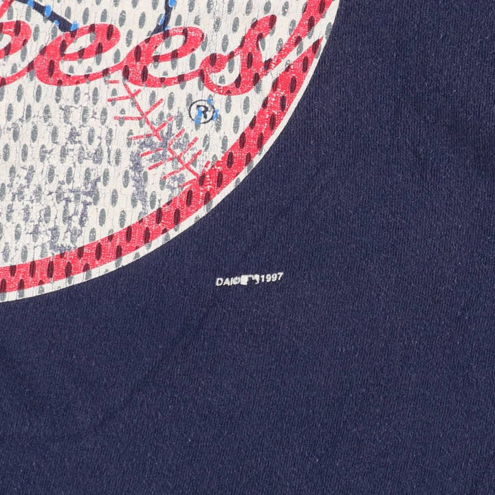 90'S TRUE-FAN MLB NEW YORK YANKEES Logo Print T-Shirt, Men's XL (approx.), Vintage cotton navy blue type Vintage Second Hand