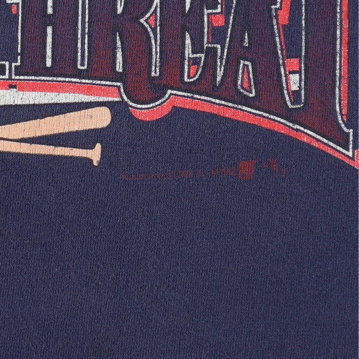 90'S NUTMEG MLB NEW YORK YANKEES Sports Print T-Shirt, Made in USA, Men's Size S (Equivalent), Vintage unclear navy blue type Vintage Second Hand