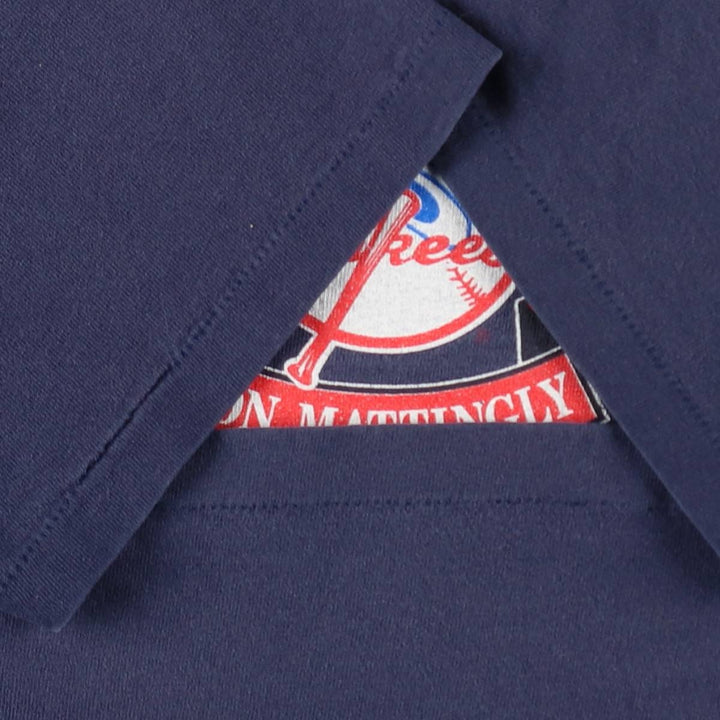 90'S NUTMEG MLB NEW YORK YANKEES Sports Print T-Shirt, Made in USA, Men's Size S (Equivalent), Vintage unclear navy blue type Vintage Second Hand