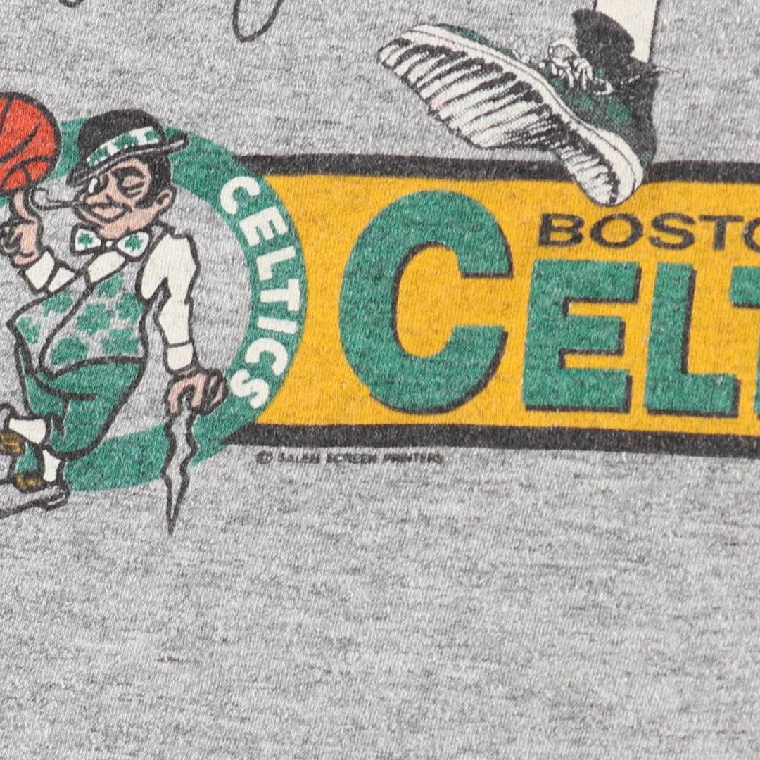 80s-90'S SALEM NBA Boston Celtics Larry Bird Sports Print T-Shirt, Made in USA, Men's XL equivalent, Vintage cotton gray type Vintage Second Hand