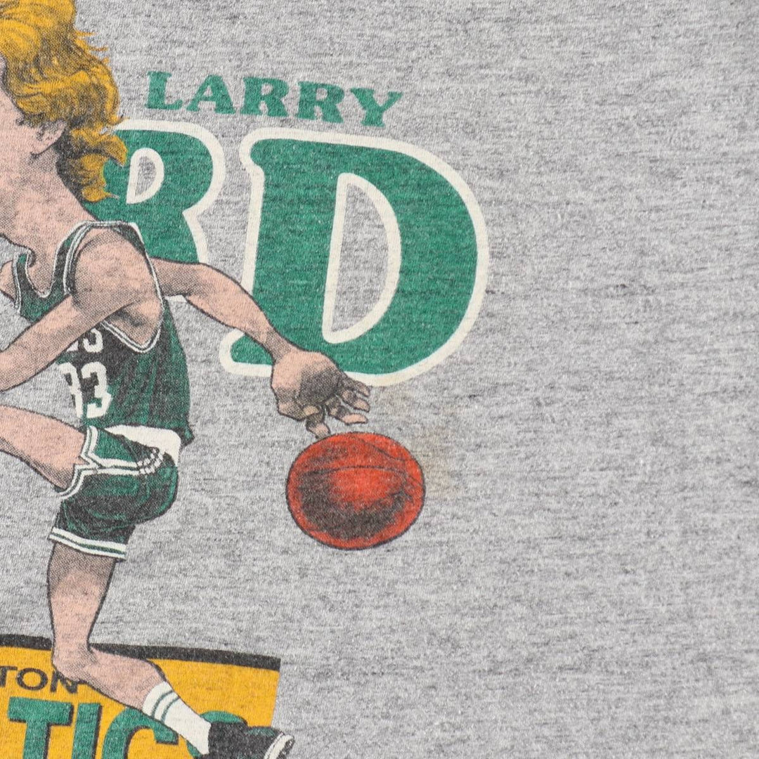 80s-90'S SALEM NBA Boston Celtics Larry Bird Sports Print T-Shirt, Made in USA, Men's XL equivalent, Vintage cotton gray type Vintage Second Hand