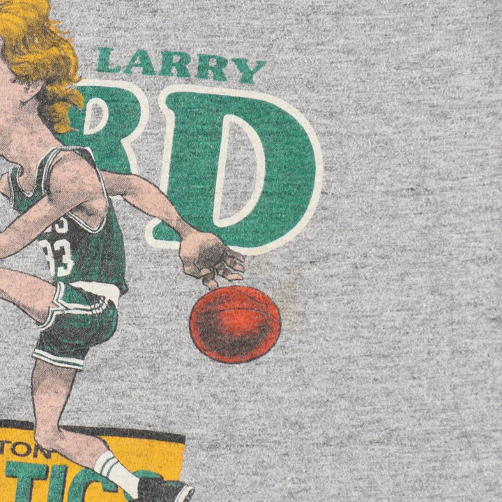 80s-90'S SALEM NBA Boston Celtics Larry Bird Sports Print T-Shirt, Made in USA, Men's XL equivalent, Vintage cotton gray type Vintage Second Hand